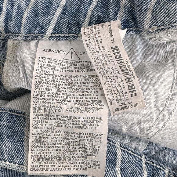 Zara Basic Z1975 SZ 2 Jeans Shorts Striped Mid-Rise Zip-Fly 5-Pocket Frayed Hems - Picture 5 of 5